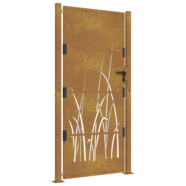 Cancello da Giardino 105x205 cm in Acciaio Corten Design Erba