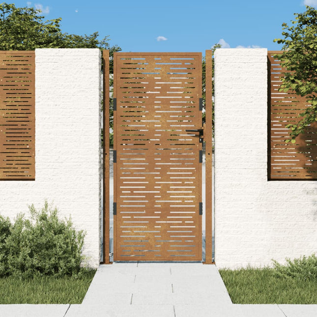 Cancello da Giardino 105x205 cm Acciaio Corten Design Quadrato