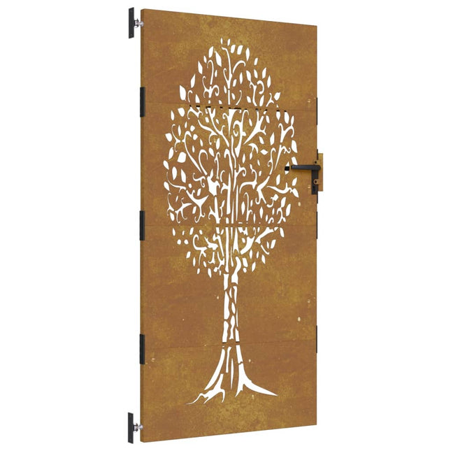 Cancello da Giardino 85x175 cm in Acciaio Corten Design Albero