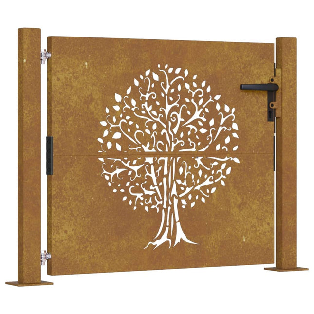 Cancello da Giardino 105x80 cm in Acciaio Corten Design Albero