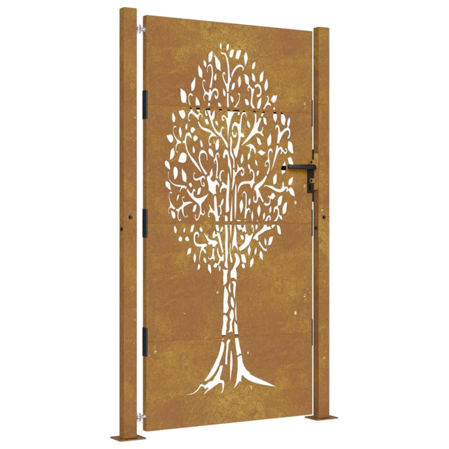 Cancello da Giardino 105x180 cm in Acciaio Corten Design Albero