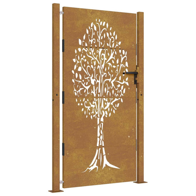 Cancello da Giardino 105x205 cm in Acciaio Corten Design Albero