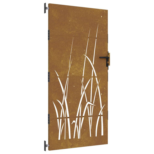 Cancello da Giardino 85x200 cm in Acciaio Corten Design Erba