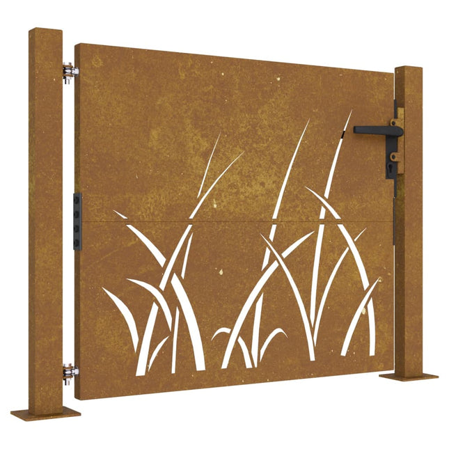 Cancello da Giardino 105x105 cm in Acciaio Corten Design Erba
