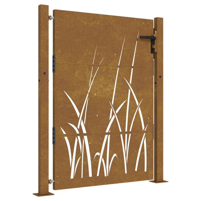 Cancello da Giardino 105x130 cm in Acciaio Corten Design Erba