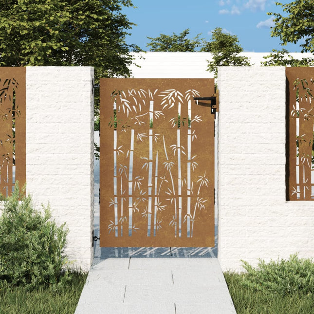 Cancello da Giardino 85x125 cm in Acciaio Corten Design BambÃƒÂ¹
