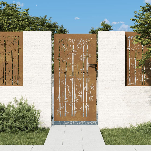 Cancello da Giardino 85x175 cm in Acciaio Corten Design BambÃƒÂ¹