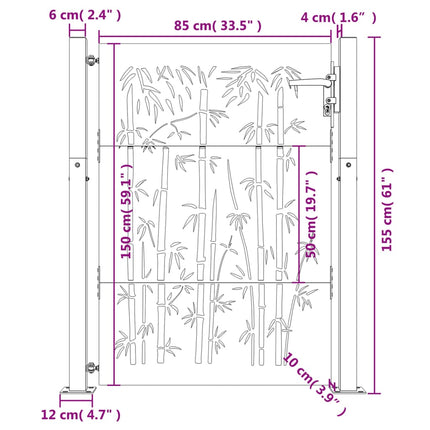Cancello da Giardino 105x155 cm in Acciaio Corten Design BambÃƒÂ¹