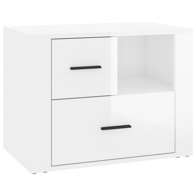 Comodino Bianco Lucido 60x36x45 cm in Legno Multistrato