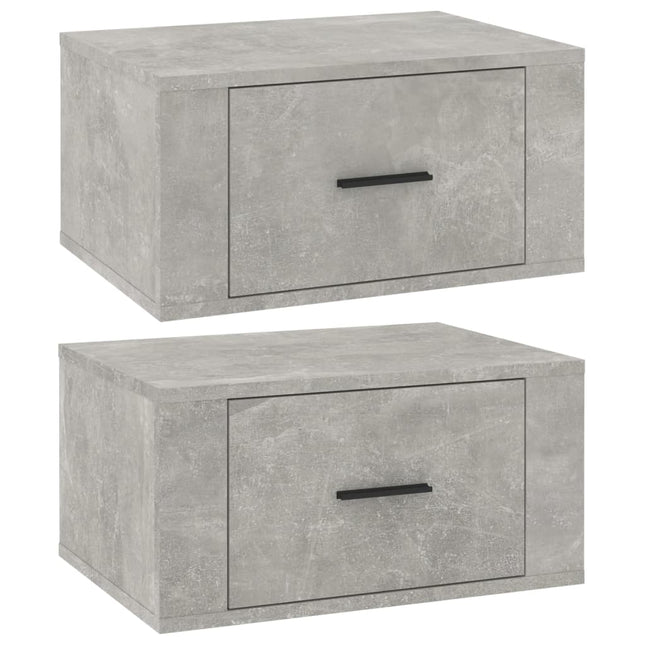 Comodini a Muro 2 pz Grigio Cemento 50x36x25 cm