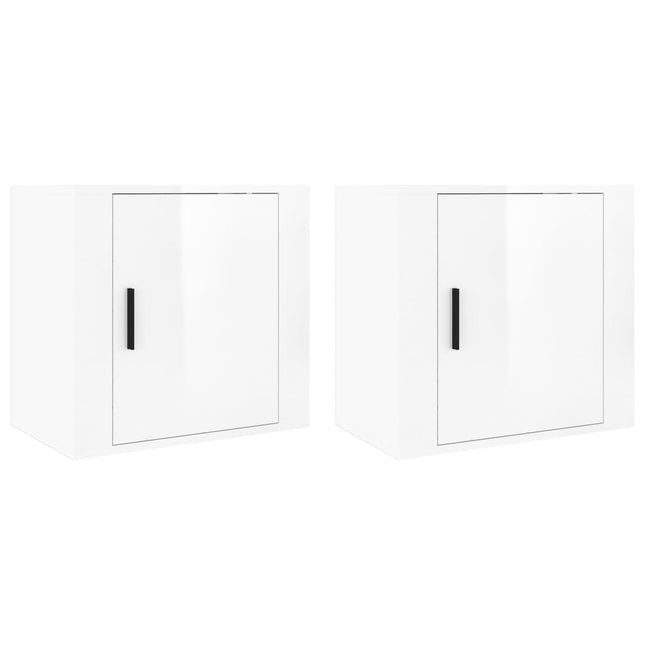 Comodini a Muro 2 pz Bianco Lucido 50x30x47 cm