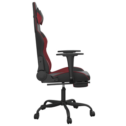Sedia da Gaming con Poggiapiedi Nero e Rosso Vino in Similpelle