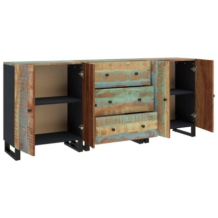 Credenze 3 pz in Legno Massello di Recupero