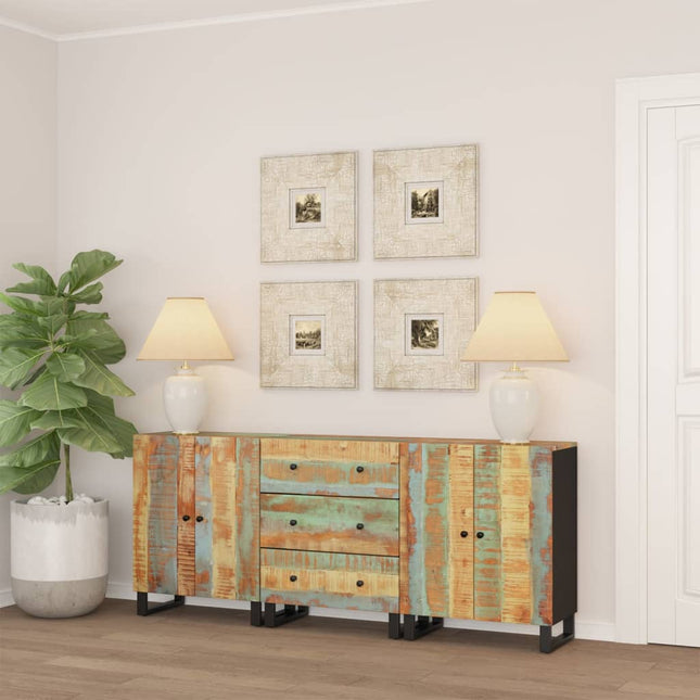 Credenze 3 pz in Legno Massello di Recupero