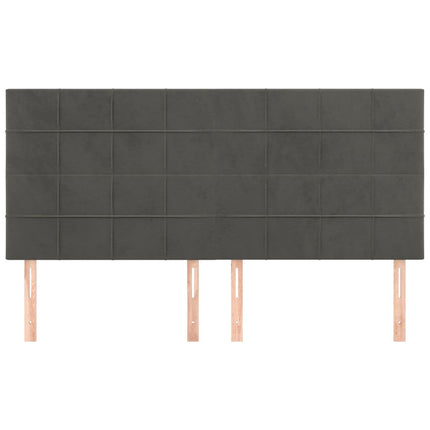Testiera 4 pz Grigio Scuro 90x5x78/88 cm in Velluto