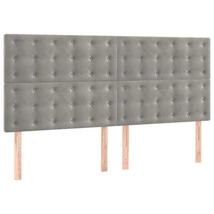 Testiere 4 pz Grigio Chiaro 100x5x78/88 cm in Velluto