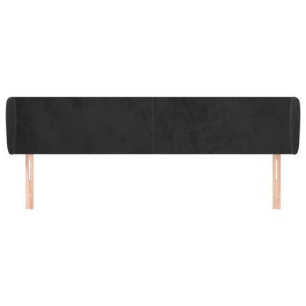 Testiera ad Orecchio Nera 183x23x78/88 cm in Velluto