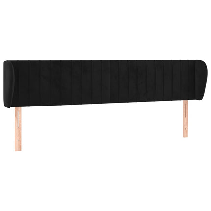 Testiera ad Orecchio Nera 183x23x78/88 cm in Velluto