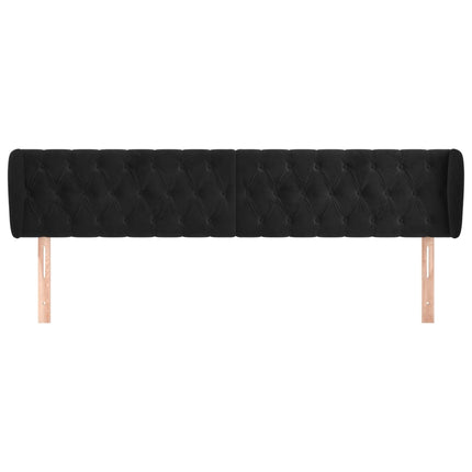 Testiera ad Orecchio Nera 183x23x78/88 cm in Velluto