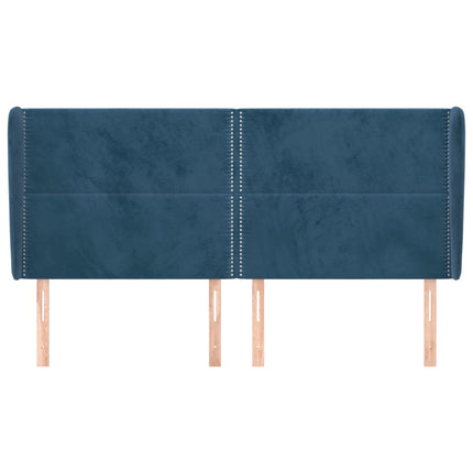 Testiera ad Orecchio Blu Scuro 163x23x118/128 cm in Velluto