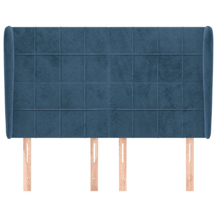 Testiera ad Orecchio Blu Scuro 147x23x118/128cm in Velluto