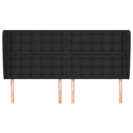 Testiera ad Orecchio Nera 163x23x118/128 cm in Similpelle