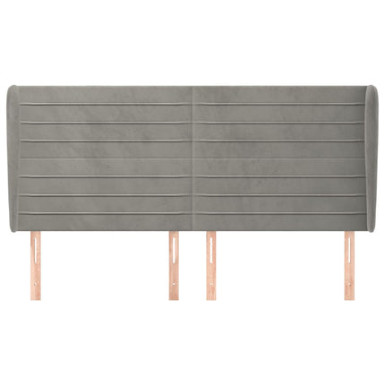 Testiera ad Orecchio Grigio Chiaro 163x23x118/128 cm in Velluto