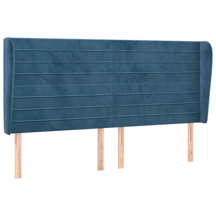 Testiera ad Orecchio Blu Scuro 203x23x118/128 cm in Velluto