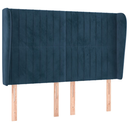 Testiera ad Orecchio Blu Scuro 147x23x118/128cm in Velluto