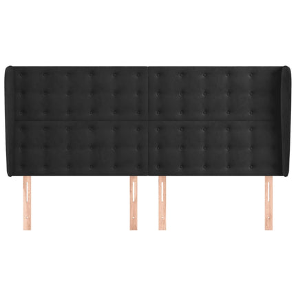 Testiera ad Orecchio Nera 163x23x118/128 cm in Velluto
