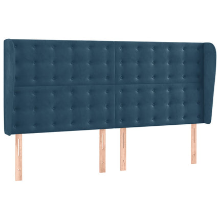 Testiera ad Orecchio Blu Scuro 203x23x118/128 cm in Velluto