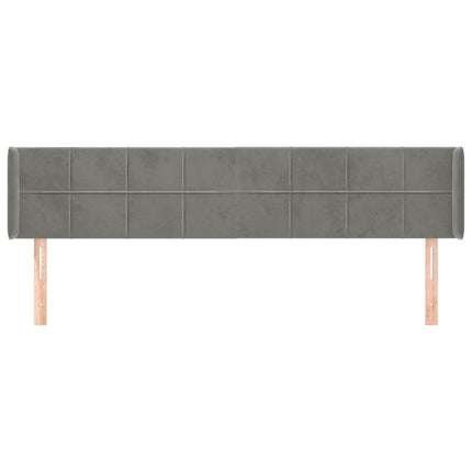 Testiera ad Orecchio Grigio Chiaro 163x16x78/88 cm in Velluto
