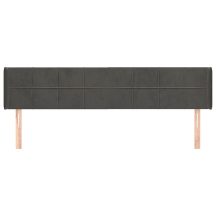 Testiera ad Orecchio Grigio Scuro 183x16x78/88 cm in Velluto