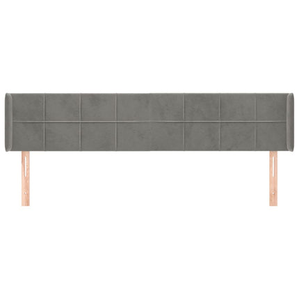 Testiera ad Orecchio Grigio Chiaro 203x16x78/88 cm in Velluto