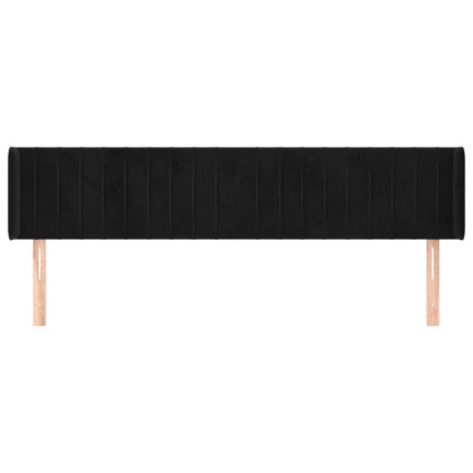 Testiera ad Orecchio Nera 163x16x78/88 cm in Velluto