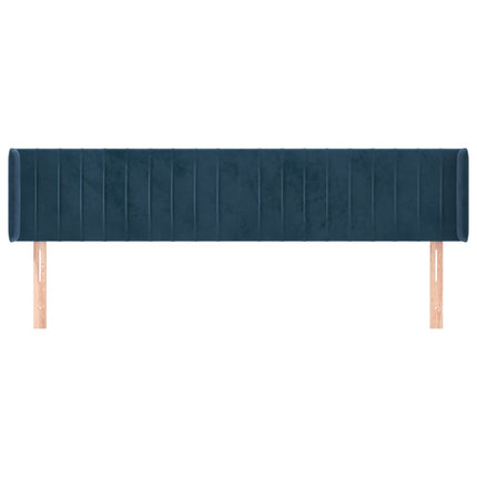 Testiera ad Orecchio Blu Scuro 203x16x78/88 cm in Velluto