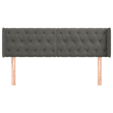 Testiera ad Orecchio Grigio Scuro 147x16x78/88 cm in Velluto