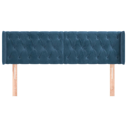 Testiera ad Orecchio Blu Scuro 147x16x78/88 cm in Velluto