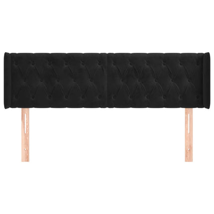 Testiera ad Orecchio Nera 163x16x78/88 cm in Velluto