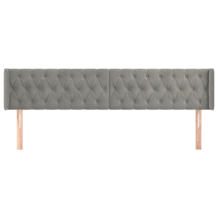 Testiera ad Orecchio Grigio Chiaro 203x16x78/88 cm in Velluto