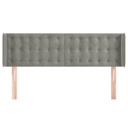 Testiera ad Orecchio Grigio Chiaro 147x16x78/88 cm in Velluto