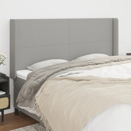 Testiera ad Orecchio Grigio Chiaro 183x16x118/128 cm in Tessuto