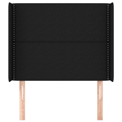 Testiera ad Orecchio Nera 93x16x118/128 cm in Tessuto
