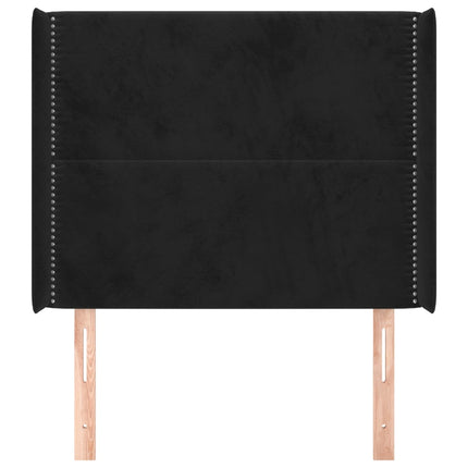 Testiera ad Orecchio Nera 93x16x118/128 cm in Velluto
