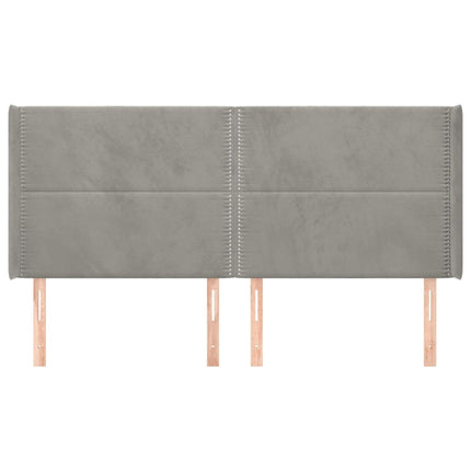 Testiera ad Orecchio Grigio Chiaro 203x16x118/128 cm in Velluto