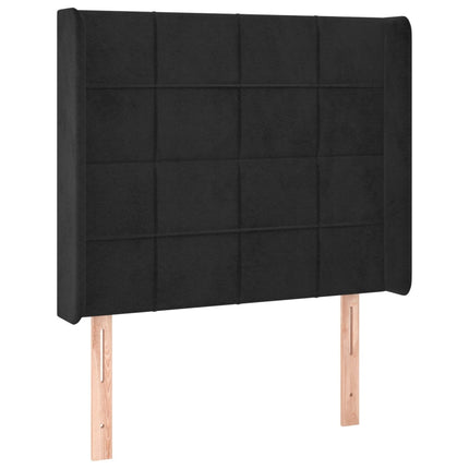 Testiera ad Orecchio Nera 93x16x118/128 cm in Velluto