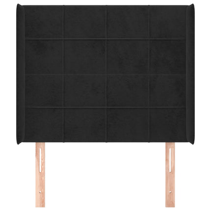 Testiera ad Orecchio Nera 93x16x118/128 cm in Velluto