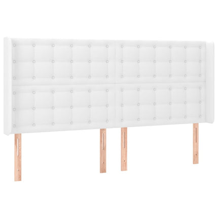 Testiera ad Orecchio Bianco 183x16x118/128 cm in Similpelle