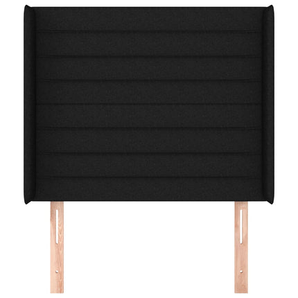 Testiera ad Orecchio Nera 83x16x118/128 cm in Tessuto