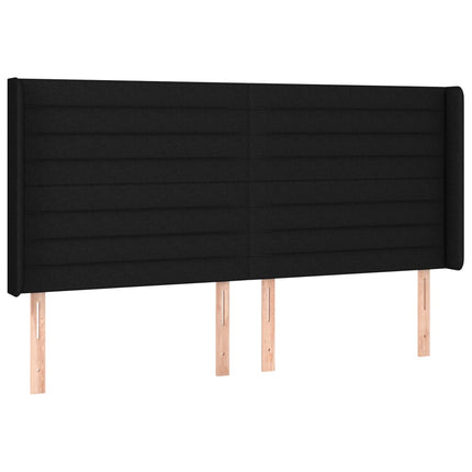 Testiera ad Orecchio Nera 163x16x118/128 cm in Tessuto